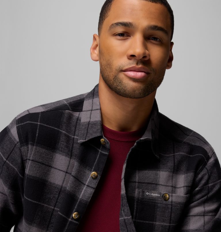 Men's Pitchstone Heavyweight Flannel II, Color: City Grey Macro Buffalo Tartan, image 6