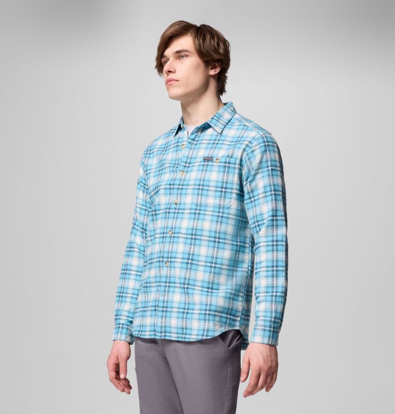 Men's Pitchstone Heavyweight Flannel II, Color: Vintage Blue Railway Tartan, image 4