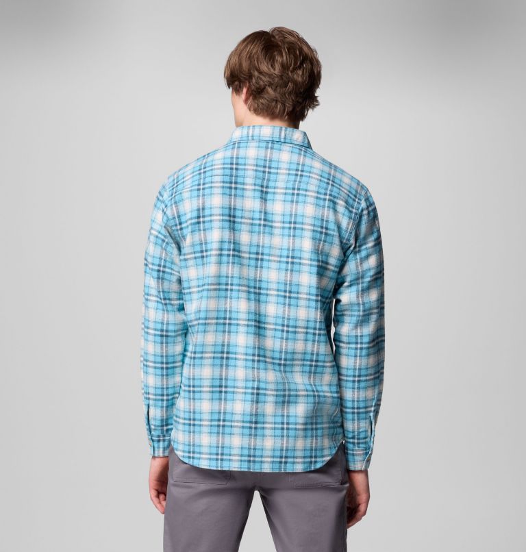 Men's Pitchstone Heavyweight Flannel II, Color: Vintage Blue Railway Tartan, image 3