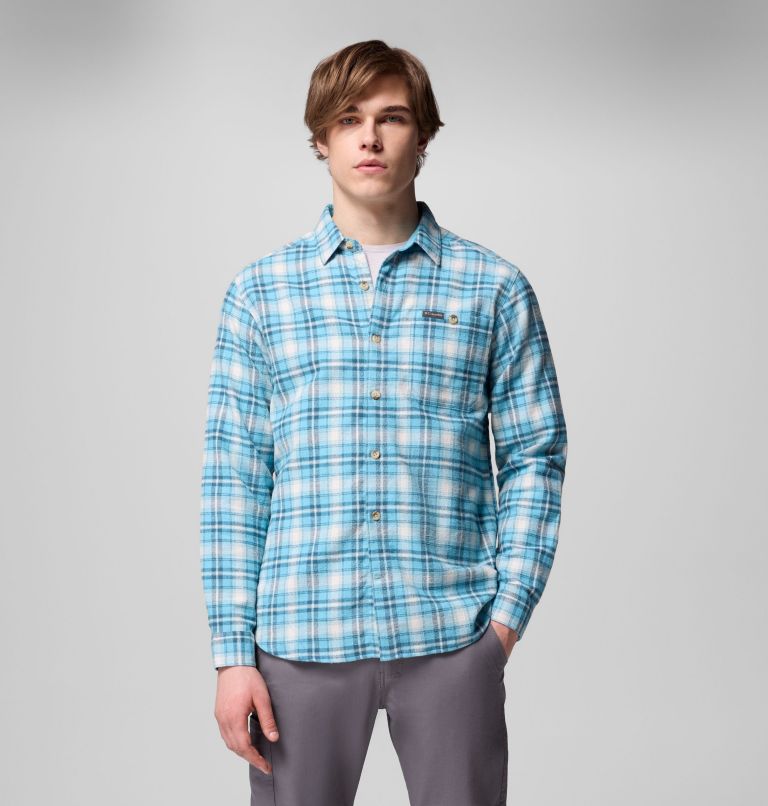 Men's Pitchstone Heavyweight Flannel II, Color: Vintage Blue Railway Tartan, image 1