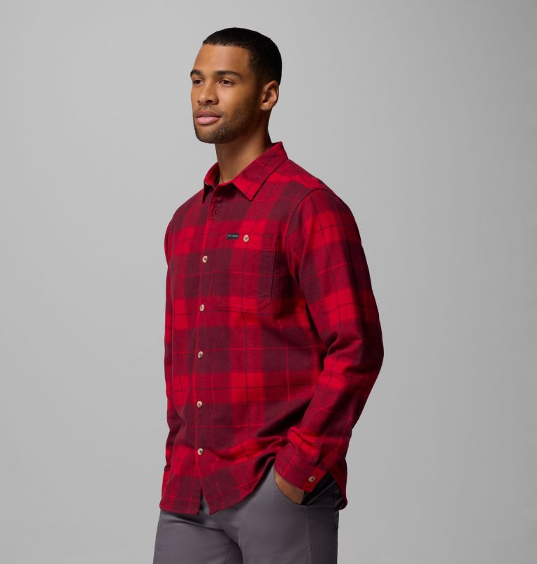 Men's Pitchstone Heavyweight Flannel II, Color: Mountain Red Macro Buffalo Tartan, image 4