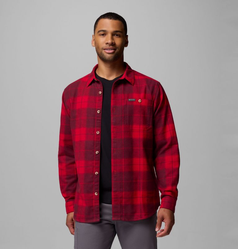 Men's Pitchstone Heavyweight Flannel II, Color: Mountain Red Macro Buffalo Tartan, image 5