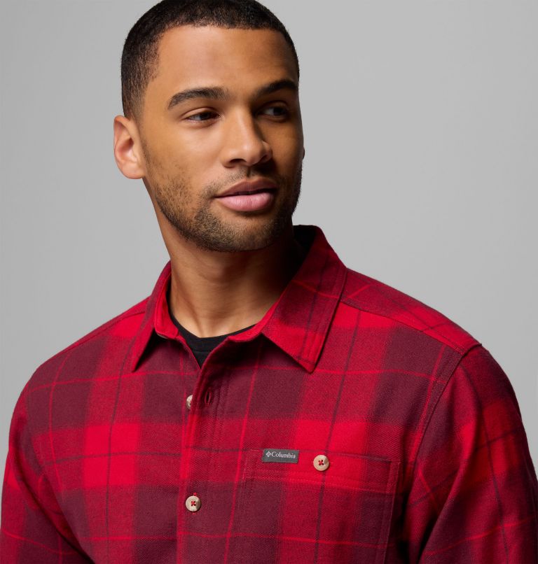 Men's Pitchstone Heavyweight Flannel II, Color: Mountain Red Macro Buffalo Tartan, image 6