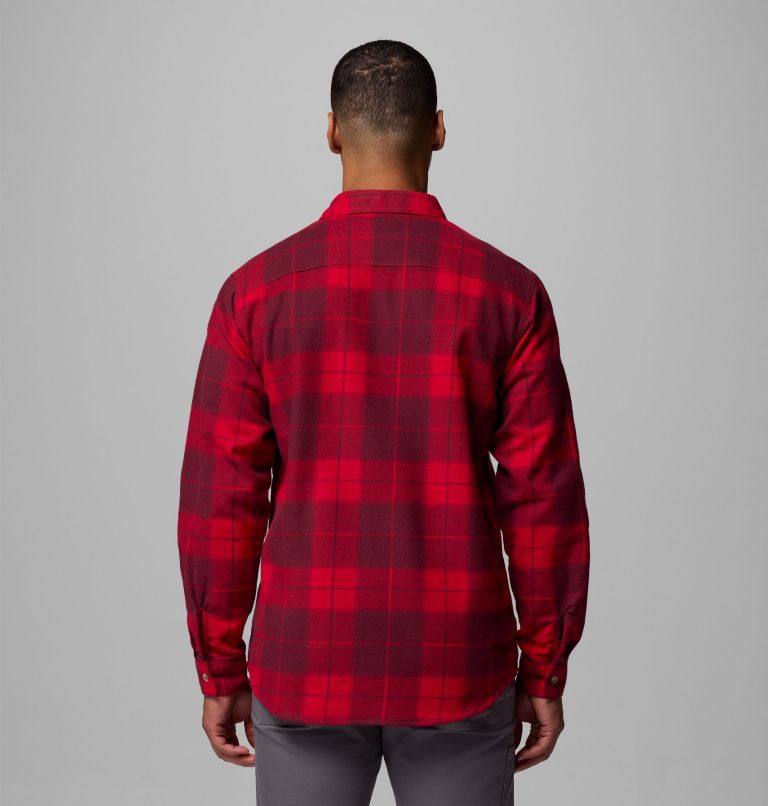 Men's Pitchstone Heavyweight Flannel II, Color: Mountain Red Macro Buffalo Tartan, image 3