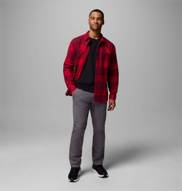 Men's Pitchstone Heavyweight Flannel II, Color: Mountain Red Macro Buffalo Tartan, image 2