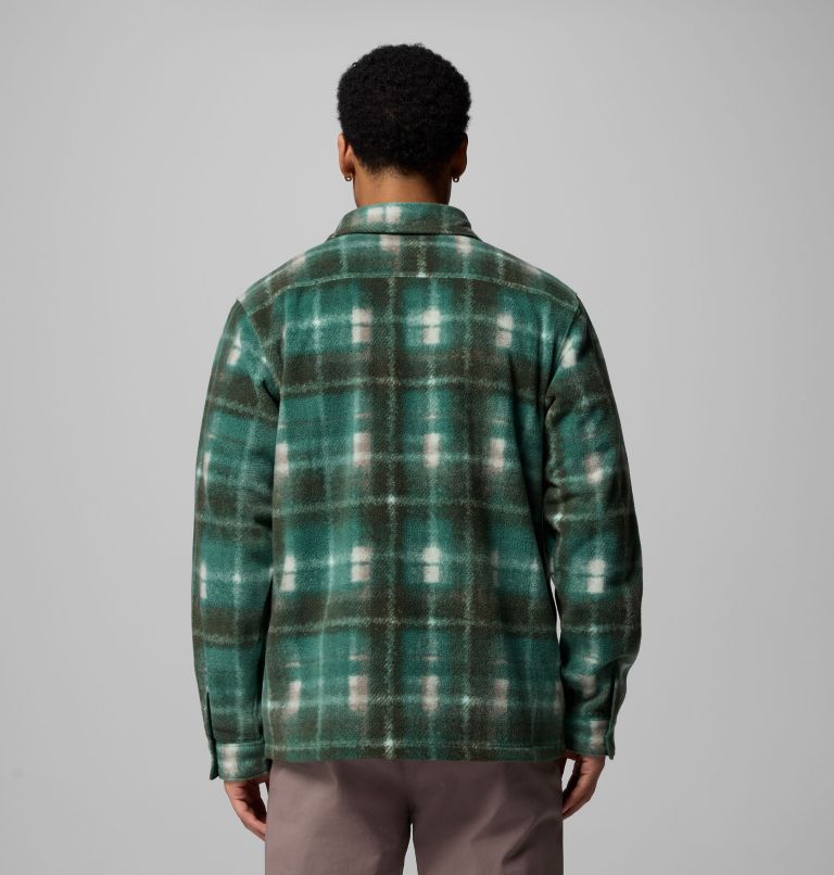 Men's Steens Mountain Printed Fleece Shirt Jacket II, Color: Rain Forest Omblur, image 3