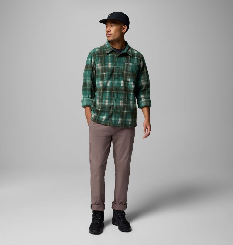 Men's Steens Mountain Printed Fleece Shirt Jacket II, Color: Rain Forest Omblur, image 2