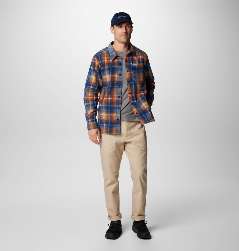 Men's Steens Mountain Printed Fleece Shirt Jacket II, Color: Collegiate Navy Omblur, image 3