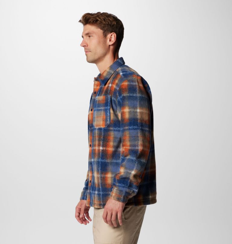 Men's Steens Mountain Printed Fleece Shirt Jacket II, Color: Collegiate Navy Omblur, image 4