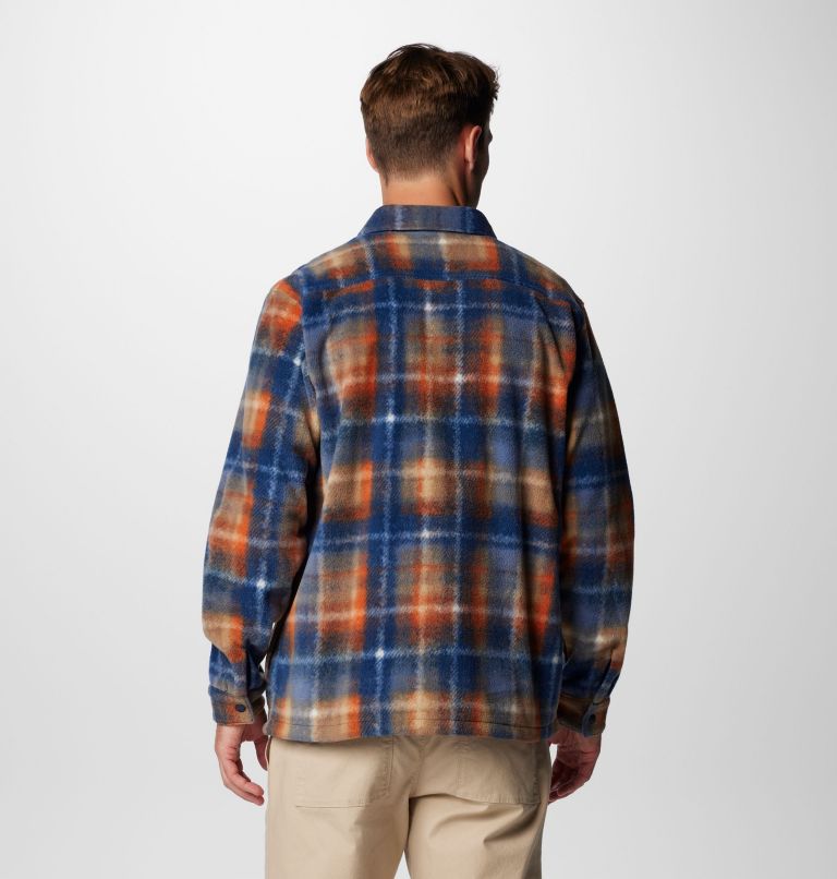 Men's Steens Mountain Printed Fleece Shirt Jacket II, Color: Collegiate Navy Omblur, image 2