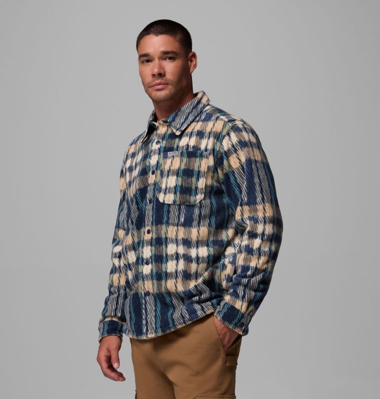 Men's Steens Mountain Printed Fleece Shirt Jacket II, Color: Collegiate Navy Herringplaid, image 4