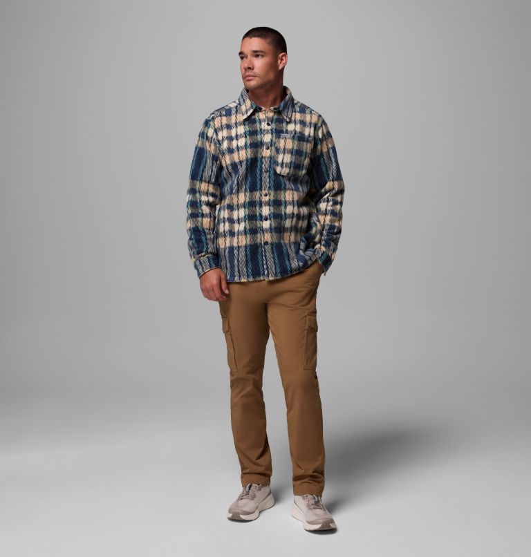 Men's Steens Mountain Printed Fleece Shirt Jacket II, Color: Collegiate Navy Herringplaid, image 2