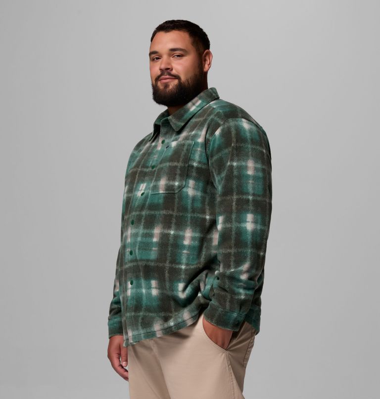 Men's Steens Mountain Printed Fleece Shirt Jacket II - Big, Color: Rain Forest Omblur, image 4
