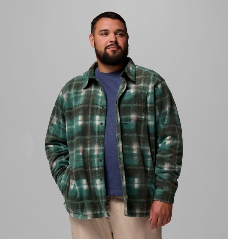 Men's Steens Mountain Printed Fleece Shirt Jacket II - Big, Color: Rain Forest Omblur, image 5