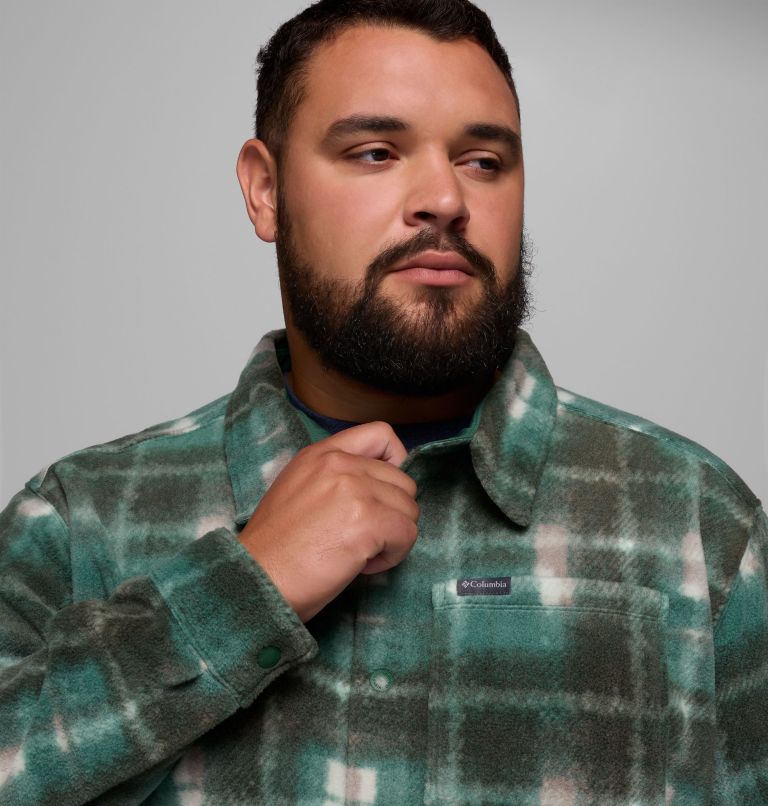 Men's Steens Mountain Printed Fleece Shirt Jacket II - Big, Color: Rain Forest Omblur, image 6