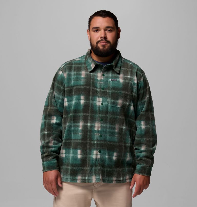 Men's Steens Mountain Printed Fleece Shirt Jacket II - Big, Color: Rain Forest Omblur, image 1