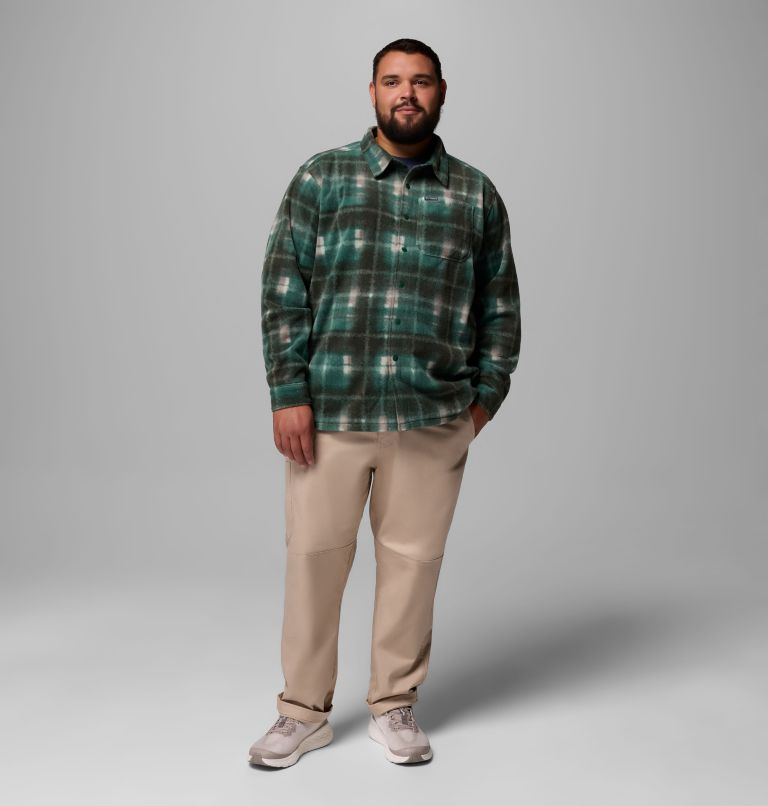 Men's Steens Mountain Printed Fleece Shirt Jacket II - Big, Color: Rain Forest Omblur, image 2