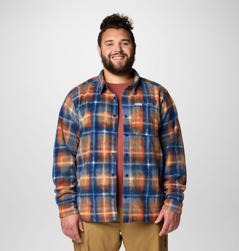 Manteau-chemise imprimé en laine polaire Steens Mountain II pour hommes – Tailles fortes, Color: Collegiate Navy Omblur, image 1
