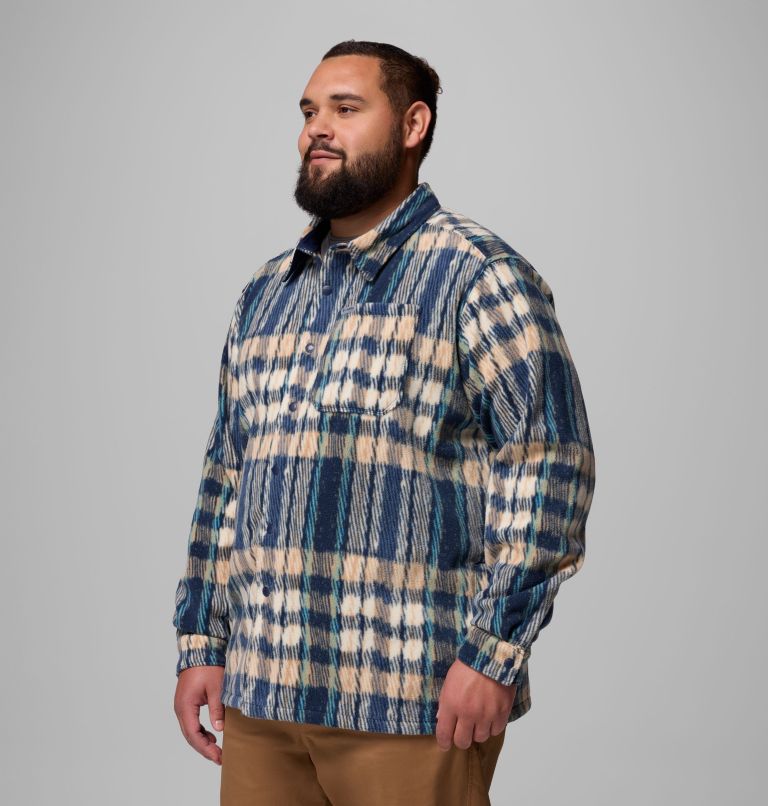 Men's Steens Mountain Printed Fleece Shirt Jacket II - Big, Color: Collegiate Navy Herringplaid, image 4