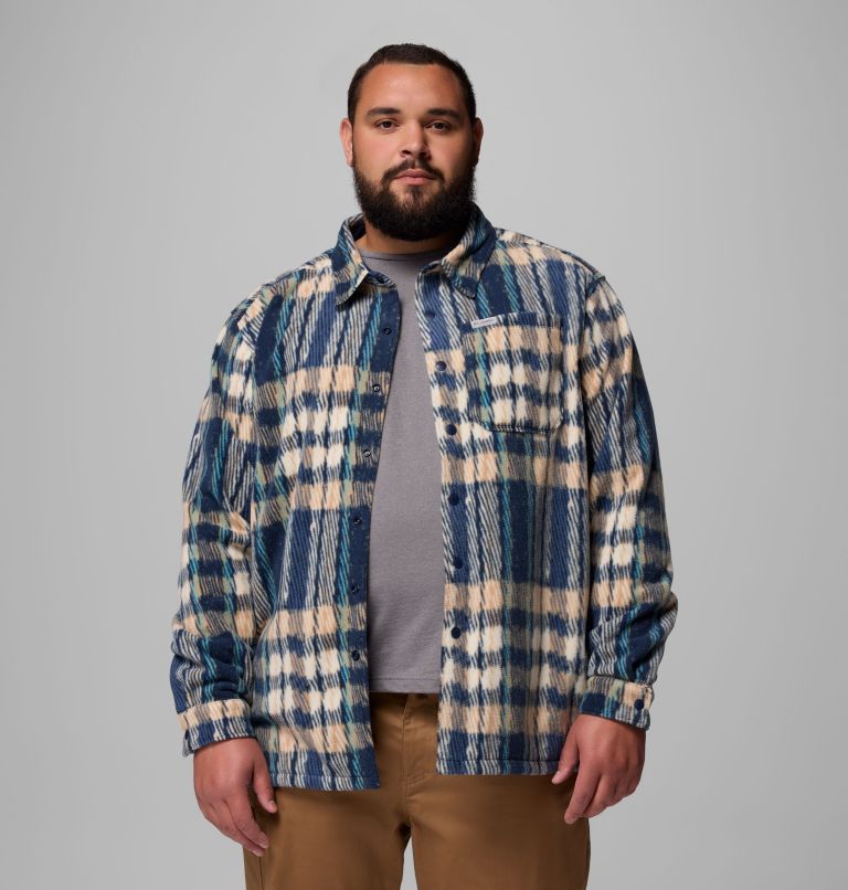 Men's Steens Mountain Printed Fleece Shirt Jacket II - Big, Color: Collegiate Navy Herringplaid, image 5