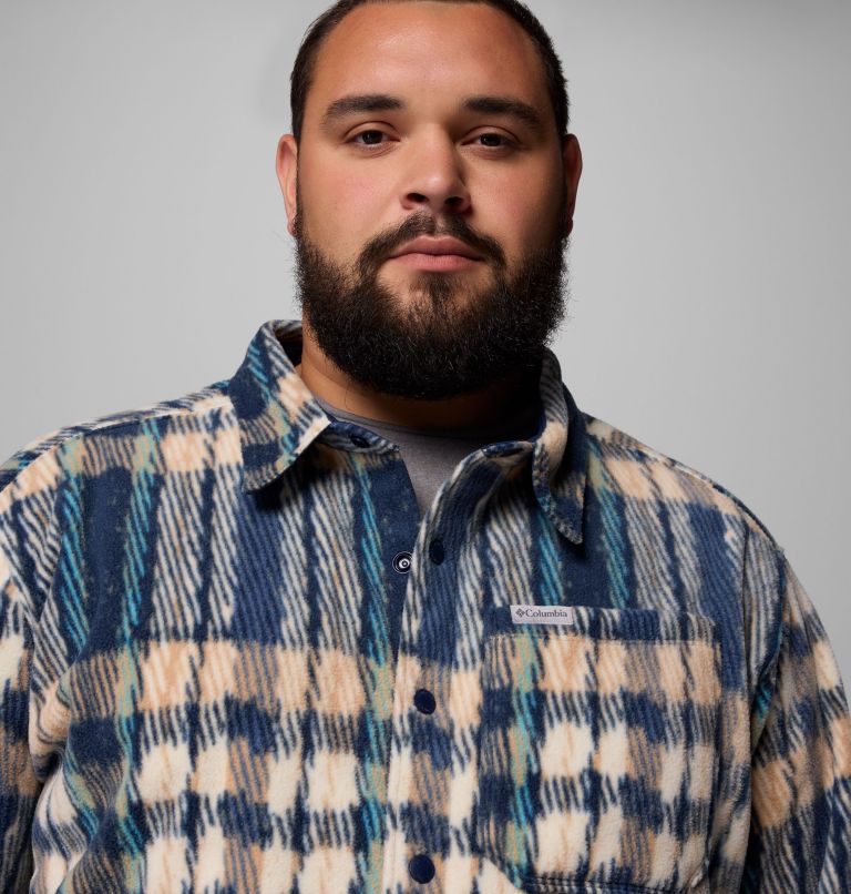 Men's Steens Mountain Printed Fleece Shirt Jacket II - Big, Color: Collegiate Navy Herringplaid, image 6