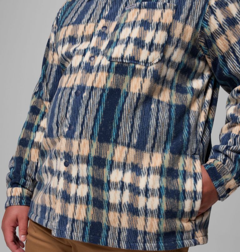 Men's Steens Mountain Printed Fleece Shirt Jacket II - Big, Color: Collegiate Navy Herringplaid, image 7