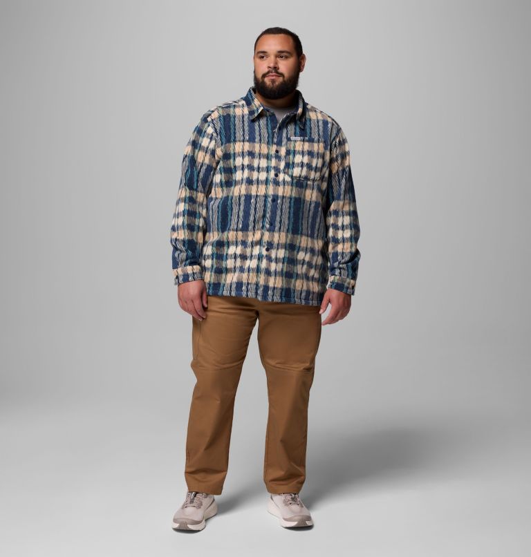 Men's Steens Mountain Printed Fleece Shirt Jacket II - Big, Color: Collegiate Navy Herringplaid, image 2