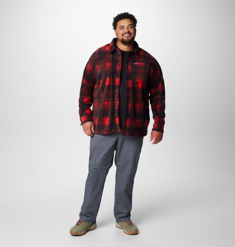 Men's Steens Mountain Printed Fleece Shirt Jacket II - Big, Color: Sail Red Omblur, image 3