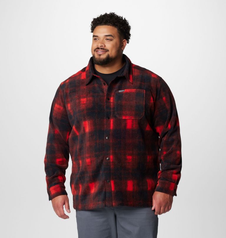 Men's Steens Mountain Printed Fleece Shirt Jacket II - Big, Color: Sail Red Omblur, image 1