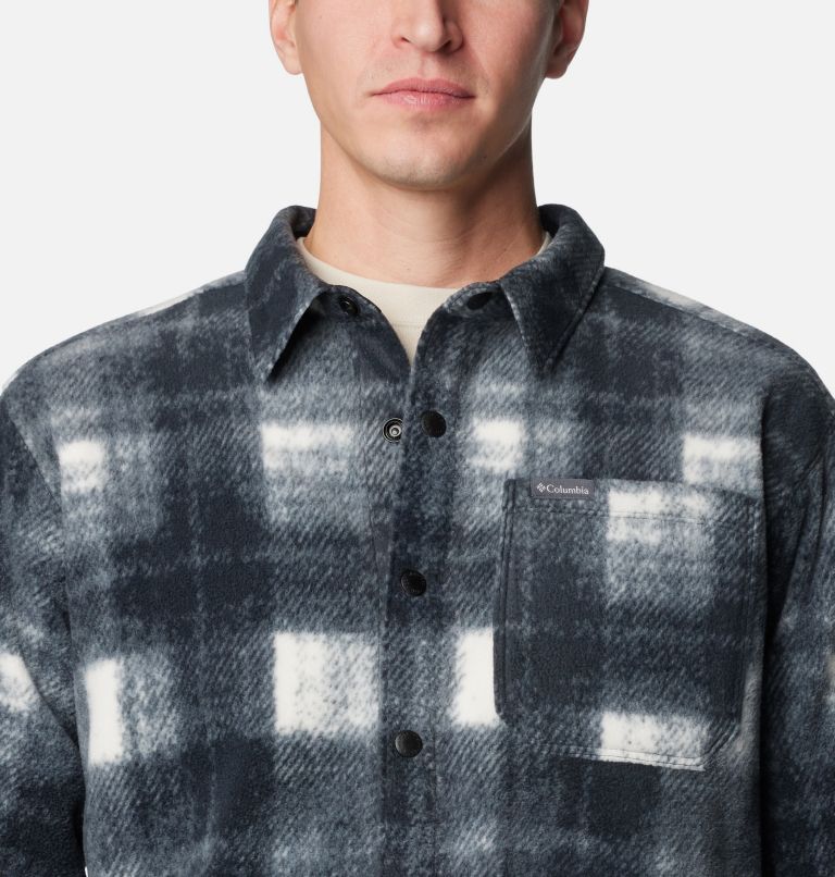 Men's Steens Mountain Printed Fleece Shirt Jacket II - Tall, Color: Chalk Omblur, image 4