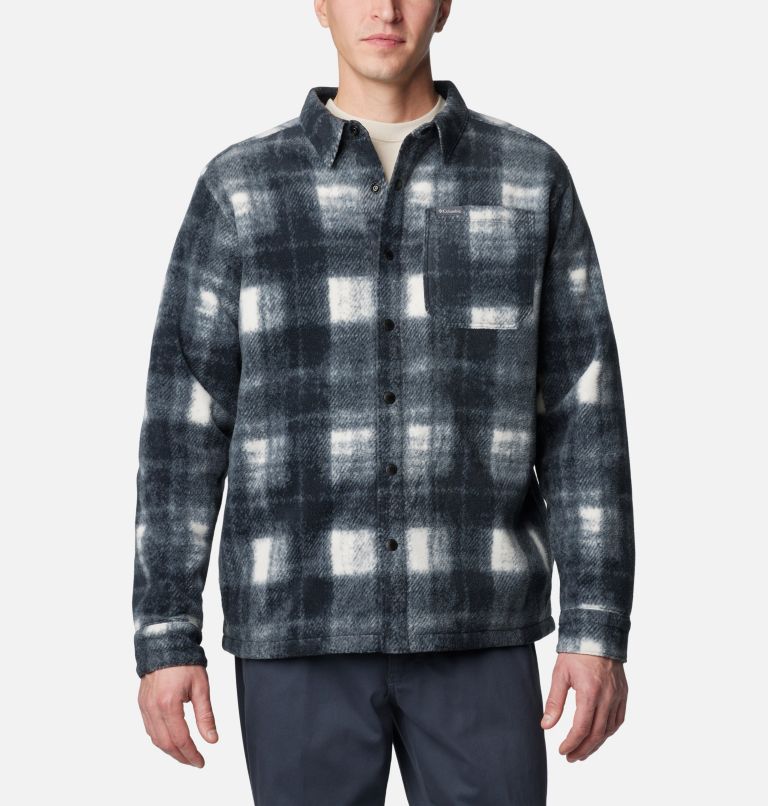 Men's Steens Mountain Printed Fleece Shirt Jacket II - Tall, Color: Chalk Omblur, image 6