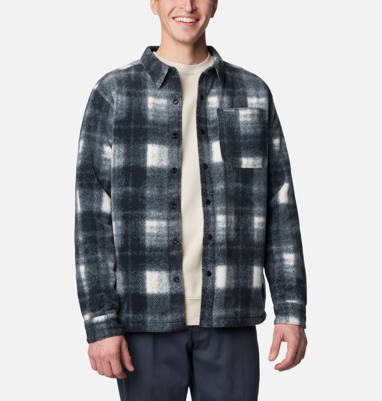 Men's Steens Mountain Printed Fleece Shirt Jacket II - Tall, Color: Chalk Omblur, image 1