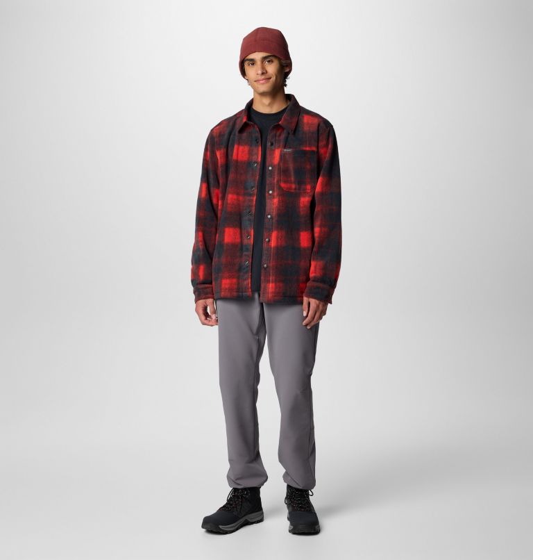 Men's Steens Mountain Printed Fleece Shirt Jacket II - Tall, Color: Sail Red Omblur, image 3