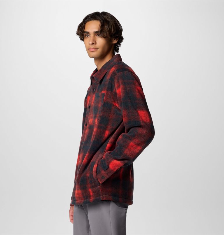 Men's Steens Mountain Printed Fleece Shirt Jacket II - Tall, Color: Sail Red Omblur, image 4