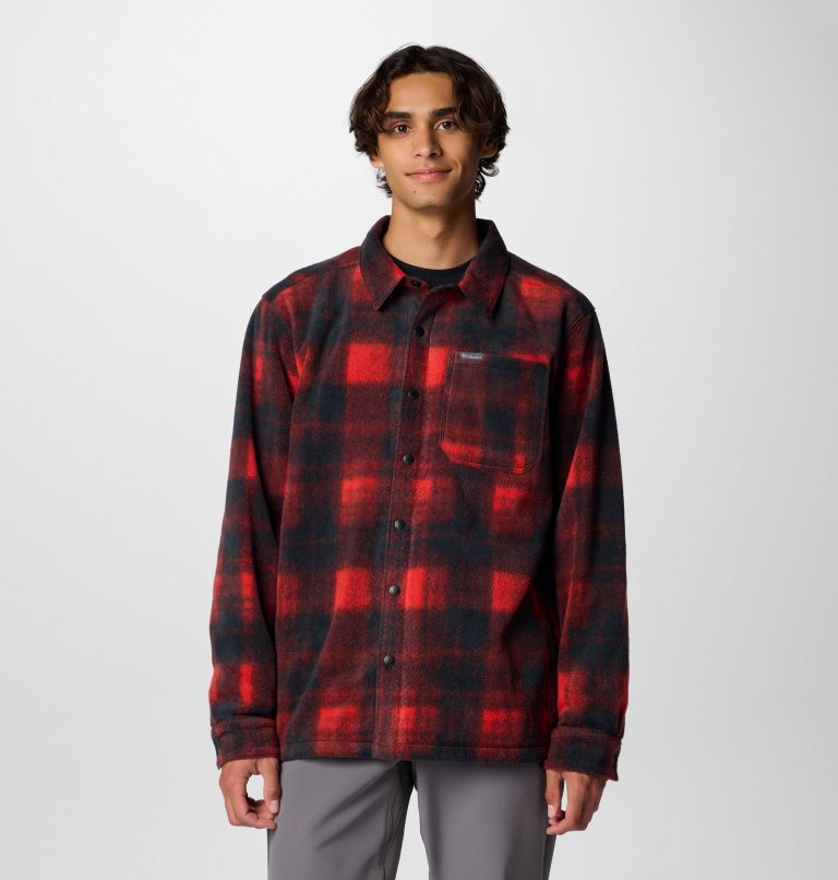 Men's Steens Mountain Printed Fleece Shirt Jacket II - Tall, Color: Sail Red Omblur, image 1