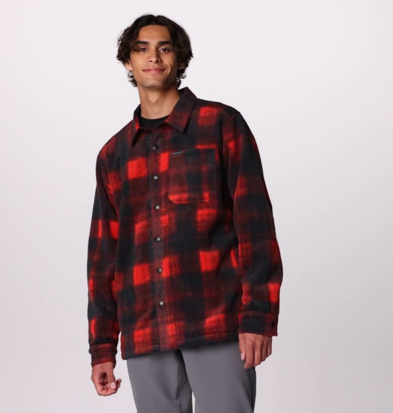 Men's Steens Mountain Printed Fleece Shirt Jacket II - Tall, Color: Sail Red Omblur