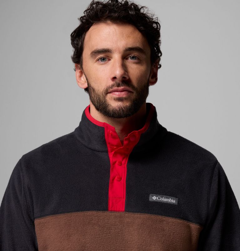 Men's Steens Mountain II Half Snap Fleece, Color: Tobacco, Black, Mtn Red, image 5
