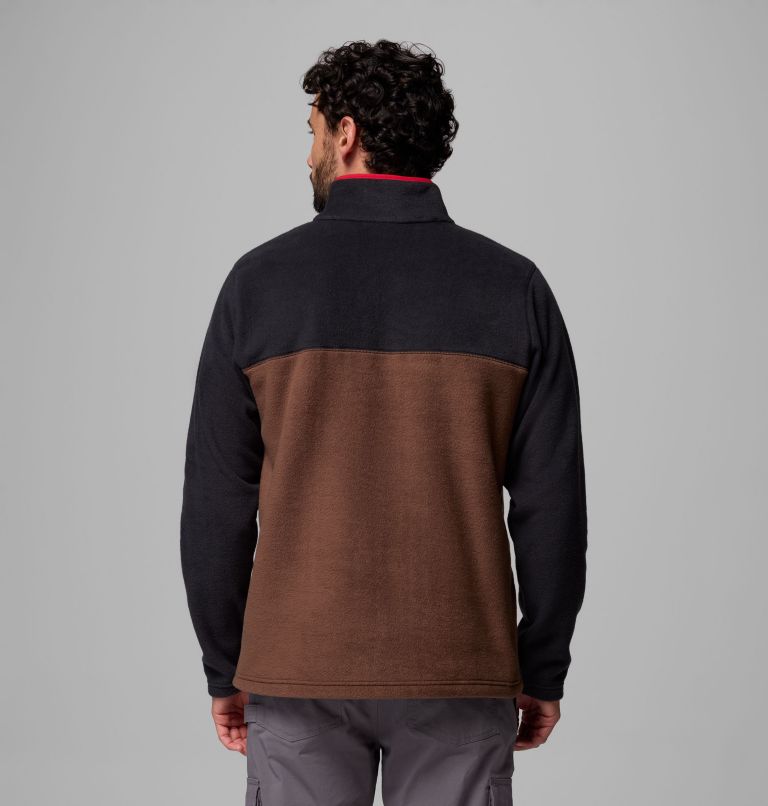 Men's Steens Mountain II Half Snap Fleece, Color: Tobacco, Black, Mtn Red, image 3
