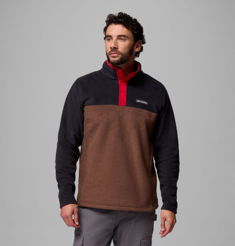 Men's Steens Mountain II Half Snap Fleece, Color: Tobacco, Black, Mtn Red, image 1