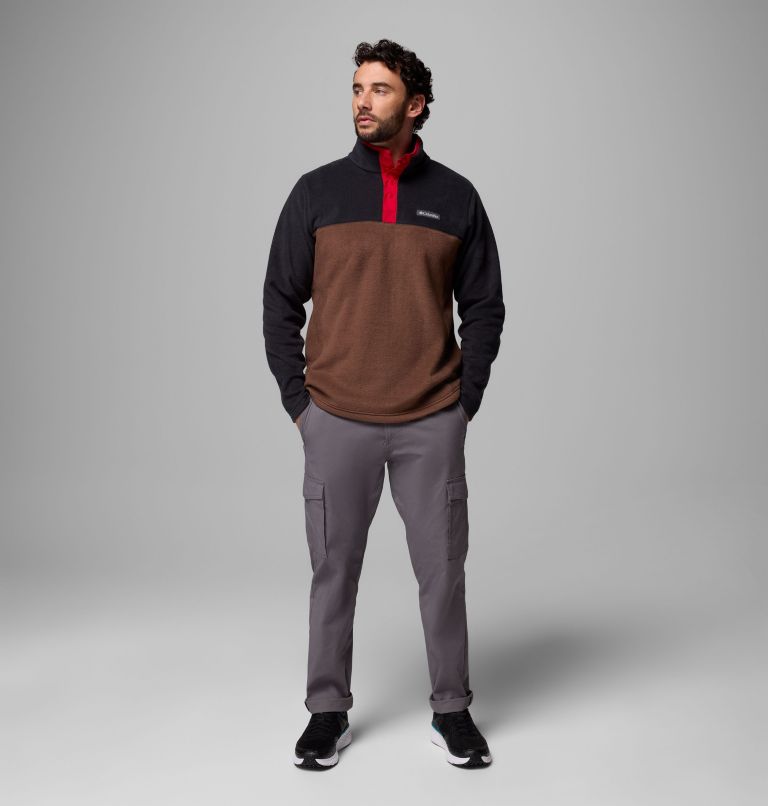 Men's Steens Mountain II Half Snap Fleece, Color: Tobacco, Black, Mtn Red, image 2