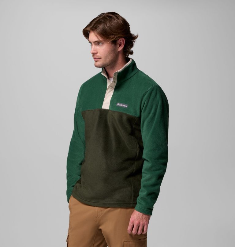 Men's Steens Mountain Half Snap II Fleece Pullover, Color: Greenscape, Rain Forest, image 4