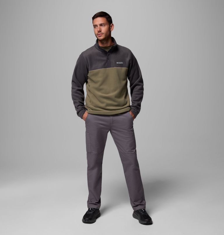 Men's Steens Mountain II Half Snap Fleece, Color: Stone Green, Shark, image 2