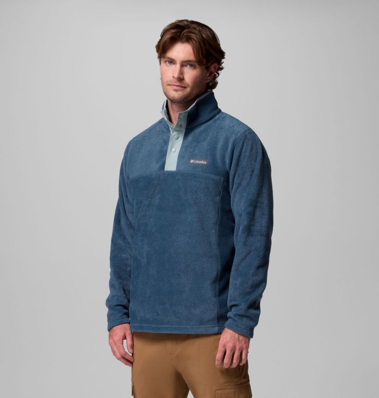 Men's Steens Mountain Half Snap II Fleece Pullover, Color: Everblue, Crushed Blue, image 4