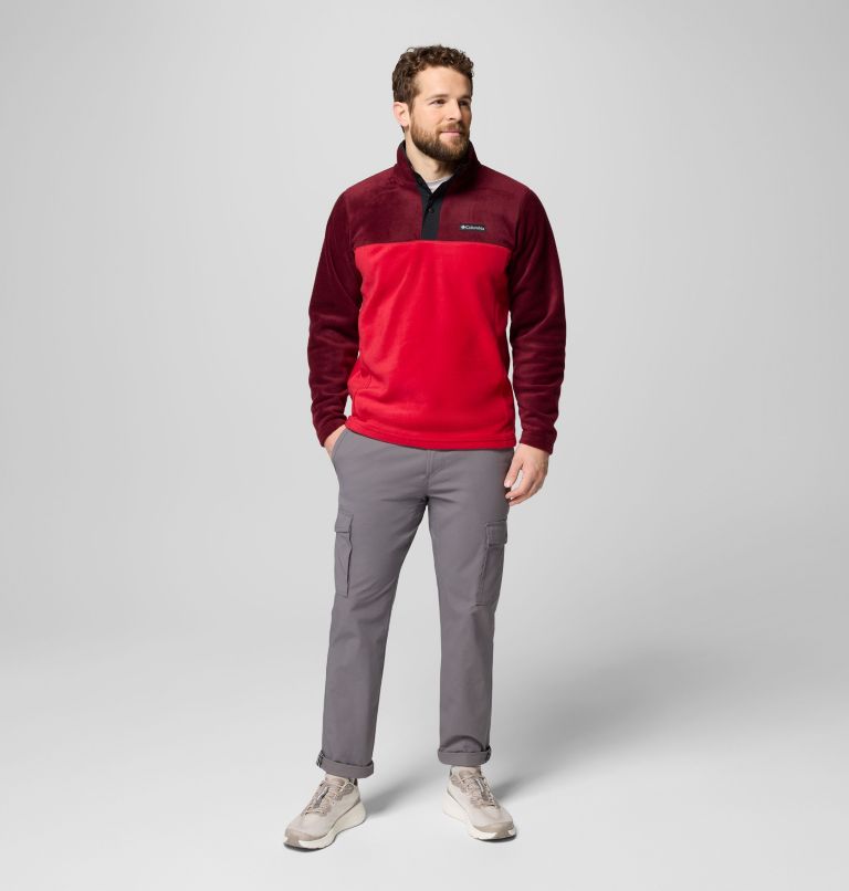 Men's Steens Mountain Half Snap II Fleece Pullover, Color: Mtn Red, Rich Wine, Black, image 2