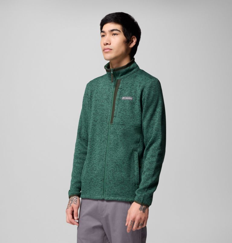 Men's Sweater Weather Full Zip Jacket, Color: Rain Forest Heather, image 4