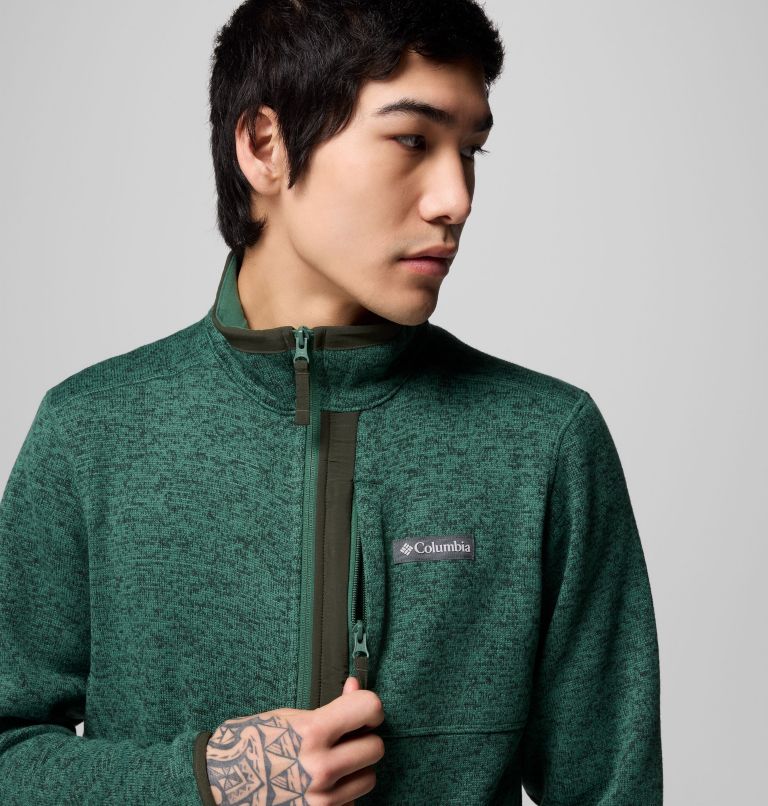 Men's Sweater Weather Full Zip Jacket, Color: Rain Forest Heather, image 6