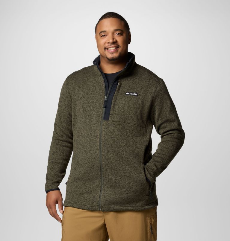 Manteau à fermeture éclair pleine longueur Sweater Weather pour hommes – Tailles fortes, Color: Greenscape Heather, image 1