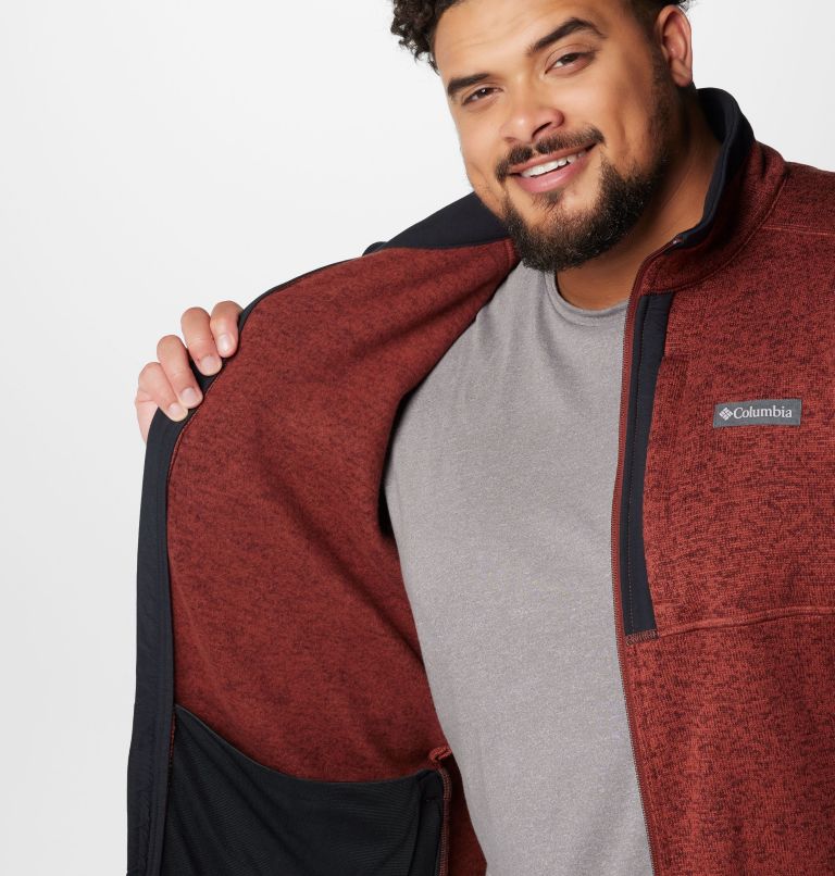 Manteau à fermeture éclair pleine longueur Sweater Weather pour hommes – Tailles fortes, Color: Spice Heather, image 6