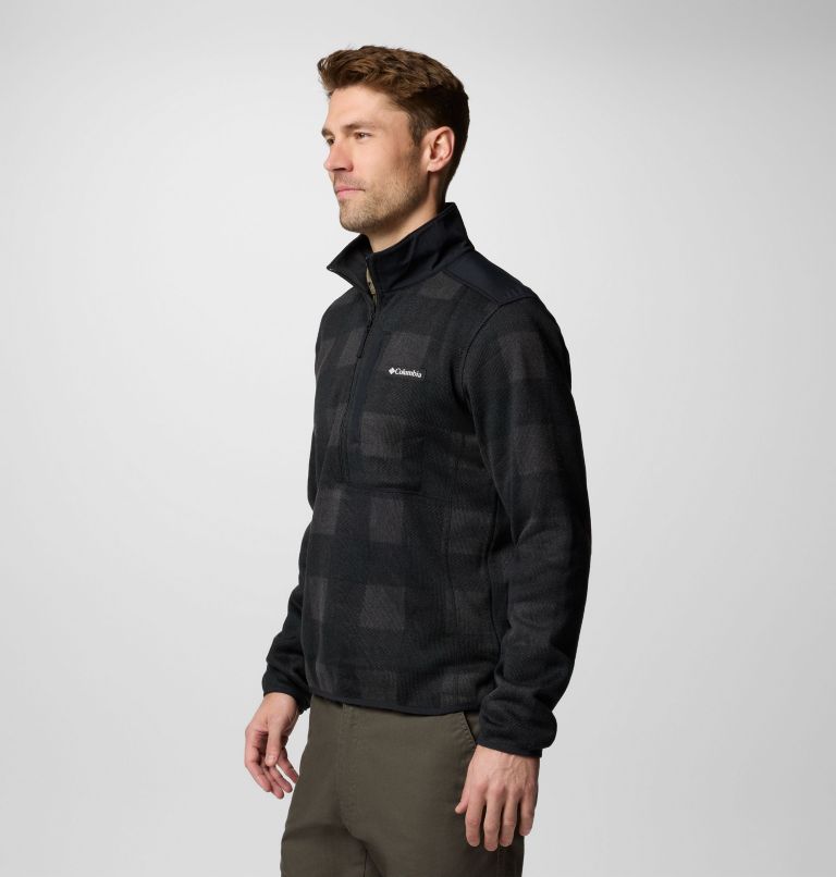 Chandail imprimé à demi-fermeture éclair Sweater Weather II pour hommes, Color: Black Buffalo, Check Print, Shark Black, image 4