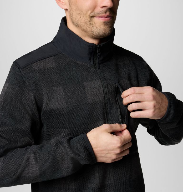 Chandail imprimé à demi-fermeture éclair Sweater Weather II pour hommes, Color: Black Buffalo, Check Print, Shark Black, image 6